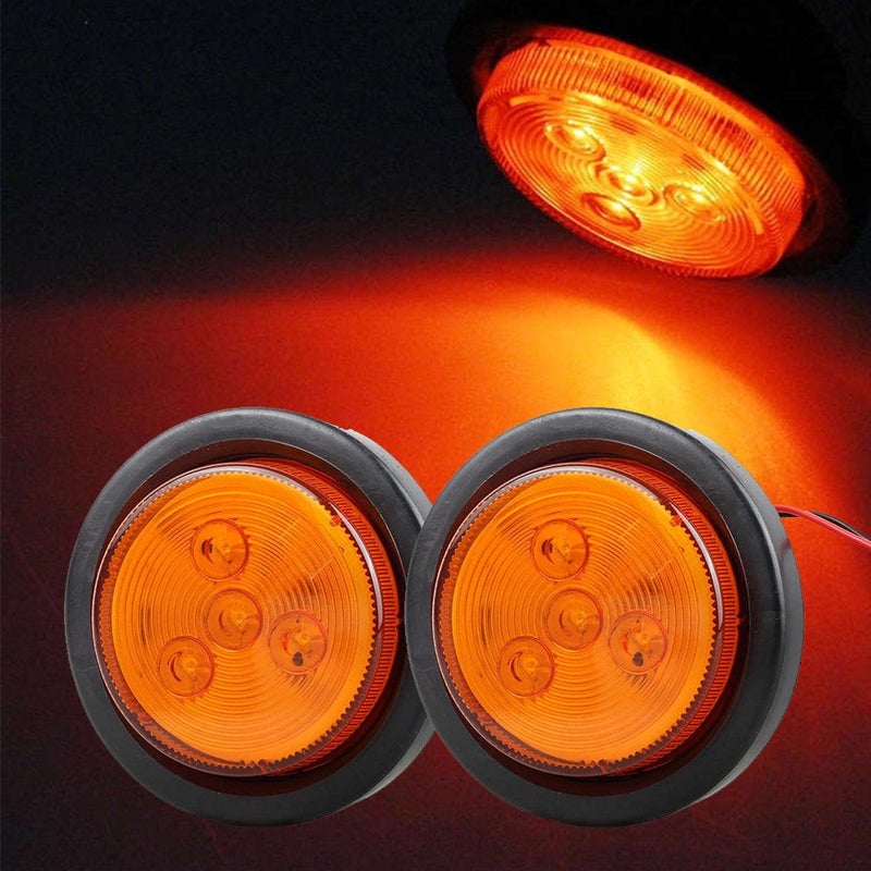 NEW SUN Twins 2.5" Round LED Trailer Marker Lights - LED Trailer Side Marker Light, Amber Clearance Lights For Truck, Rv, 4 Diodes 12V Waterproof, Super Bright - Image 5